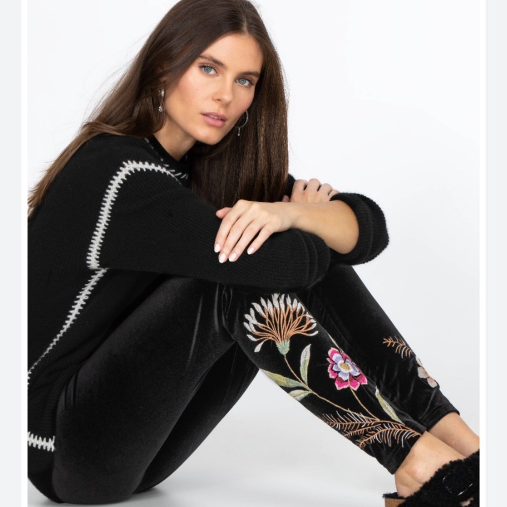 Johnny Was Meriah stretch velvet leggings women’s XL